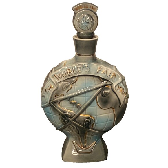 VTG Jim Beam 1964-1965 World's Fair Decanter Bottle Earth Orbit Planet Gold Blue - Picture 1 of 8